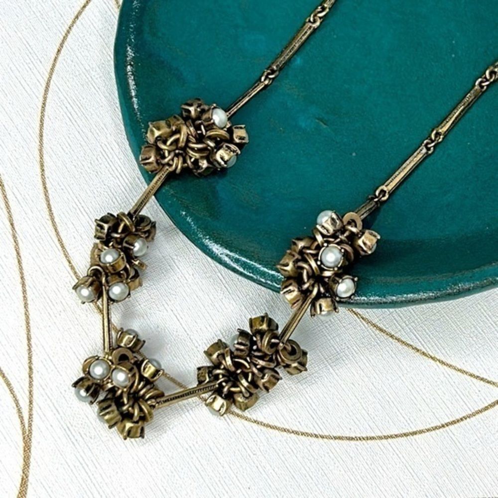 Loft, bobble, necklace, antique bronze with faux pearls